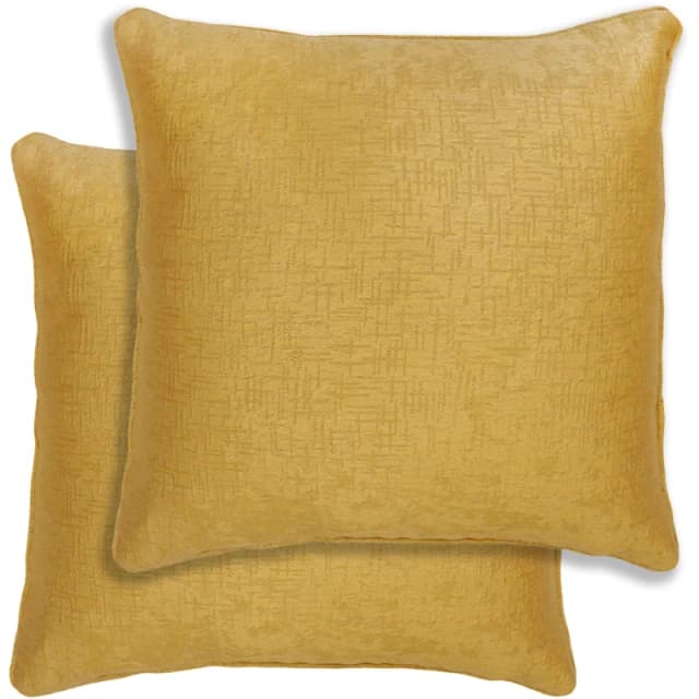Enhanced Living Pair of Vogue Textured Double Sided Zip Opening Piped Edge Cushion Covers - 43x43cm - Cases Only Yellow
