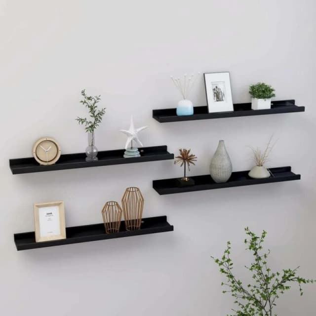 VIDAXL Wall Shelves 4 pcs Black 60x9x3cm Vidaxl 8720286417690