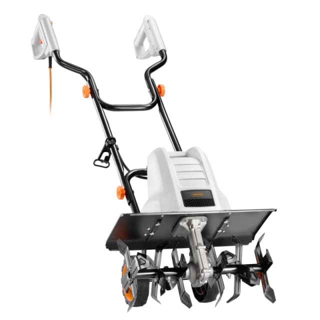 Vonhaus Electric Tiller 1500W, Garden Soil Cultivator, 400Rpm No Load Speed, 6 Steel Blades, 450mm Working Width, Foldable Wheels