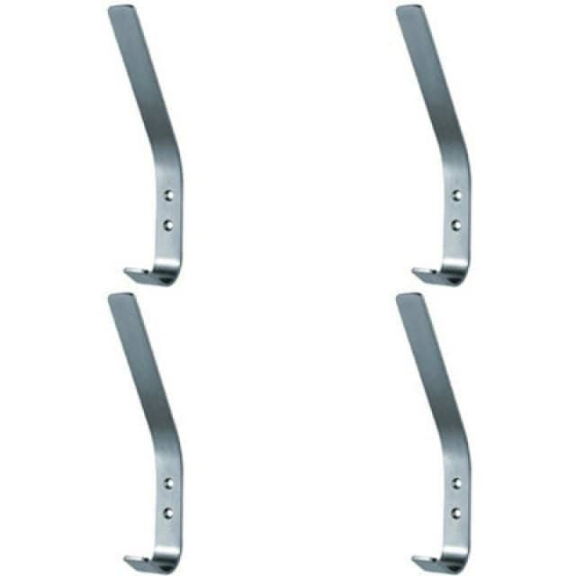 Loops 4x Flat Bar One Piece Hat & Coat Hook 60mm Projecion Satin Stainless Steel Metallics