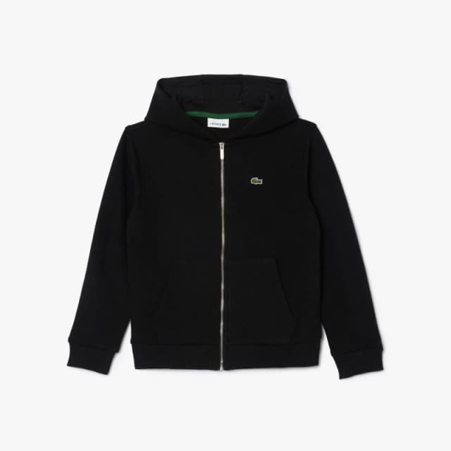 Lacoste Boys' Basic Full-Zip Hoodie Black 09 male 12 Years