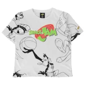 Hype x Space Jam Retro Character Logo Kids Oversized T Shirt - White