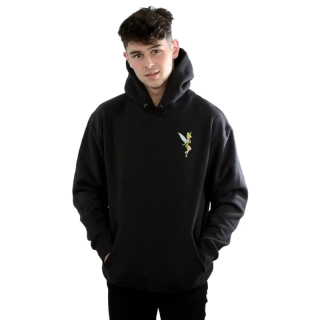 Disney Men Tinkerbell Chest Hoodie in Black Size: Small Black S Male 5057864015102