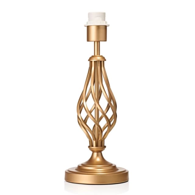 Happy Homewares Traditional Table Lamp Base with Twist Metal Stem Design & Inline Switch in Gold Size: 15" Gold Unisex 15"