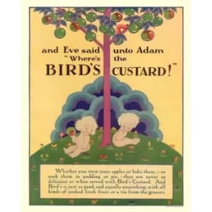 Vintage Metal Sign Retro Advertising Birds Custard, Adam & Eve