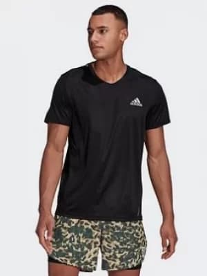 adidas Fast Primeblue T-Shirt, Black/Silver, Size 2XL, Men