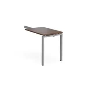 Adapt add on unit single return desk 800mm x 600mm - silver frame and walnut top
