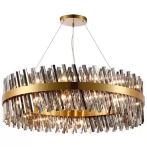 Luminosa Kalih 32 Light G9, Ceiling Pendant Round, Brass, Smoke Item Weight: 29.51kg