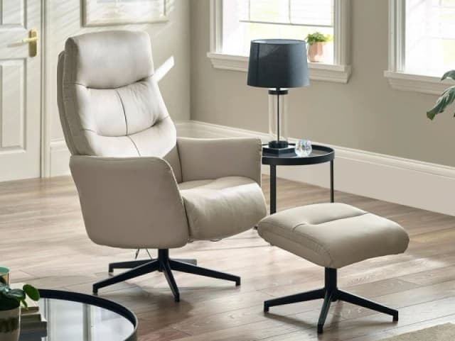 Julian Bowen Priya Grey Fabric Recliner Chair with Footstool