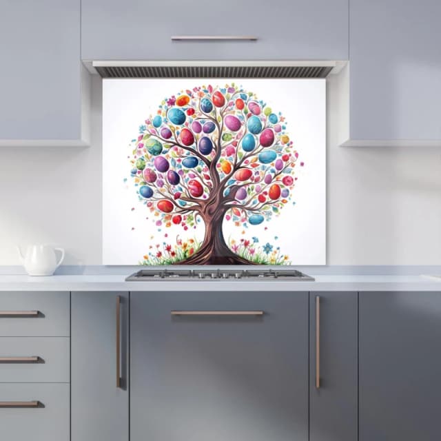 Warren Reed - Designer Whimsical Easter Egg Tree Kitchen Splashback Size: 600mm x 750mm Multicolor Unisex 600mm x 750mm
