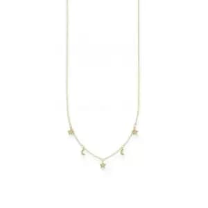 Yellow Gold Zirconia Star & Moon Necklace 45cm KE2074-414-14-L45v