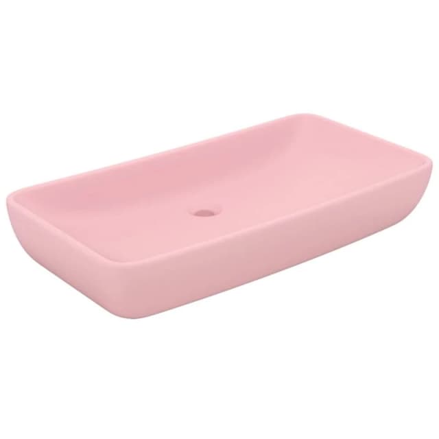 vidaXL Luxury Basin Rectangular Matt Pink 71x38cm Ceramic, Pink 146955