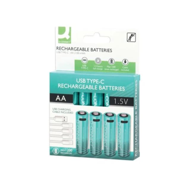 Q-Connect KF14129 Rechargeable AA Batteries (4 Pack)