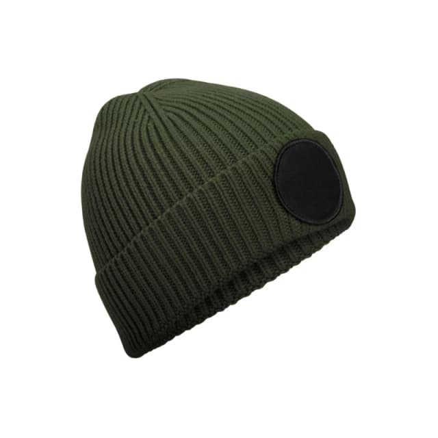 Beechfield Beechfield Men Fashion Circular Patch Beanie in Dark Olive Dark Olive One Size Male 5063574673723