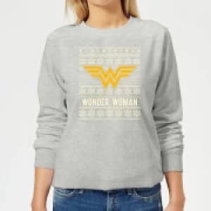DC Wonder Woman Womens Christmas Sweatshirt - Grey - 3XL