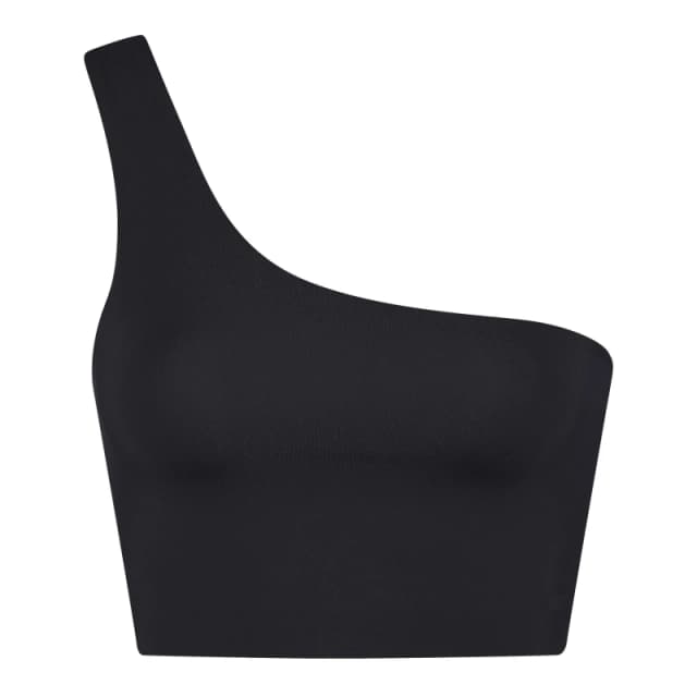Girlfriend Collective Womens One Shoulder Non Wired Low Impact Sports Bra Black female 8 (XS)