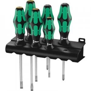 Wera 334/355/6 Rack Workshop Screwdriver set 6 Piece Slot, Pozidriv