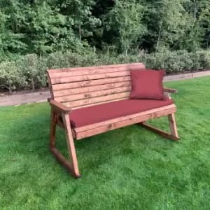 Charles Taylor Three Seater Rocking Bench with Cushions and Cover, Burgundy