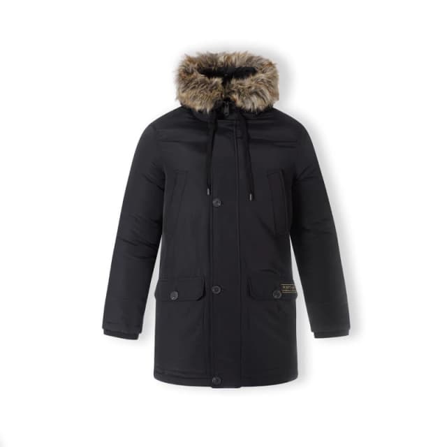 Minoti Men padded parka jacket with faux fur hood Black male X Small