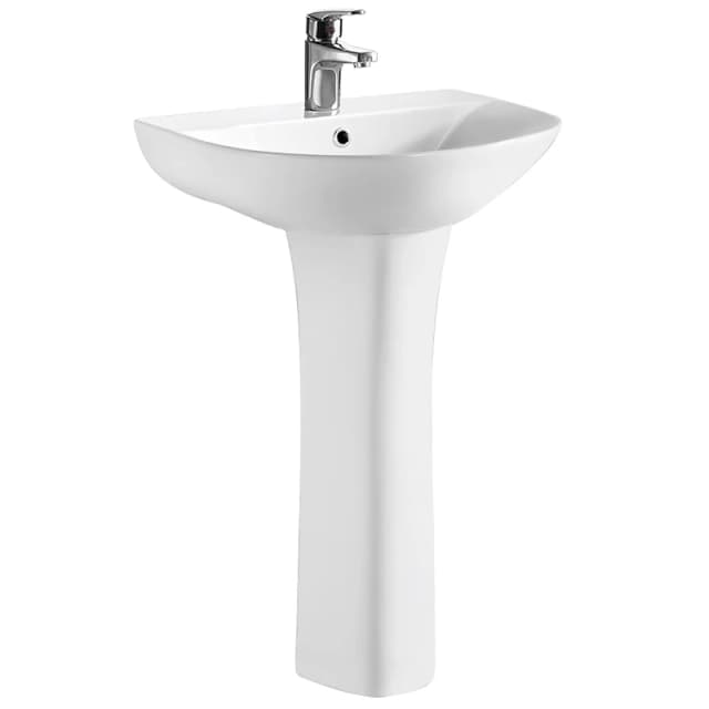 Balterley 1 Tap Hole Round Ceramic Basin Full Pedestal 560mm White