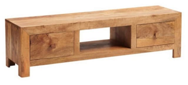 Buttercup Farm Toko Light Mango Wide Screen TV Unit - Solid Mango Wood - L40 X W145 X H40 Cm