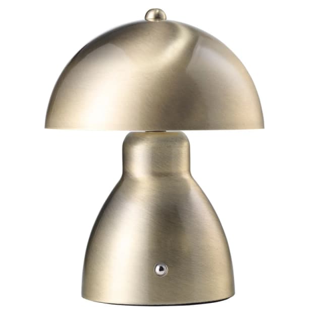 Happy Homewares Antique Brass Domed Rechargeable Touch Dimmable Table Lamp with Metal Dome Shade in Metallic Gold Metallic Gold Unisex