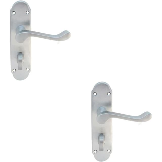 Loops 2x PAIR Victorian Upturned Handle on Bahtroom Backplate 170 x 42mm Satin Chrome Multi