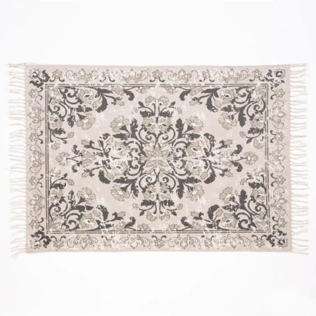 Esselle Kew Antique Printed 160x230cm Grey Rug with Tassel Grey unisex 160x230cm