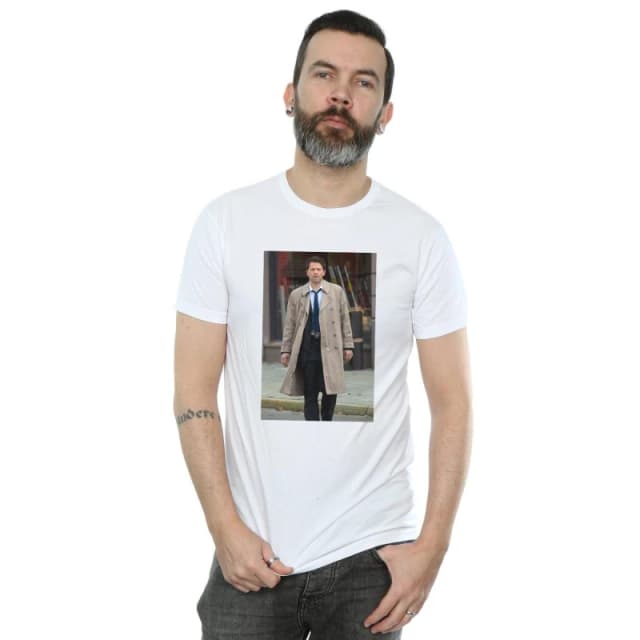 Supernatural Supernatural Men Castiel Photograph T-Shirt in White Size: Small White S Male 5057972552025