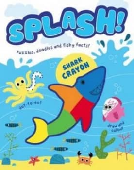 Splash Puzzles Doodles and Fishy Facts activity Book with 5 Shaped Crayons Paperback