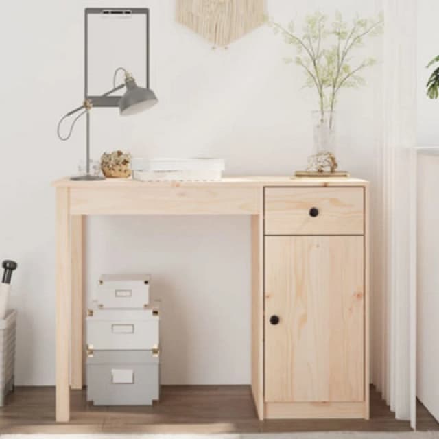 Vidaxl Desk 100X50X75cm Solid Wood Pine, Brown 814629