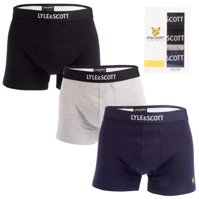 Lyle and Scott Devon 3 Pack Boxer Shorts Black Grey male M