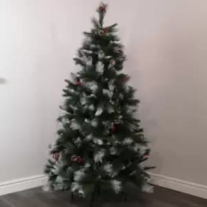 6ft (180cm) Avatika Frosted Pine Christmas Tree With Cones 620 tips