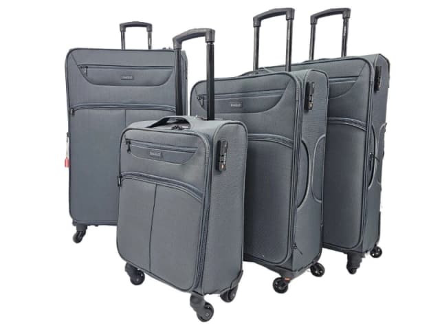 Eagles Lightweight Soft Suitcases 4 Wheel Luggage Travel TSA Cabin in Grey Size: Medium Grey Unisex Medium