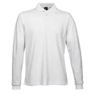 Tee Jays Mens Luxury Stretch Long Sleeve Polo Shirt (2XL) (White)