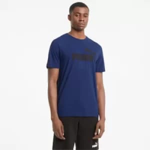 PUMA Essentials Logo Mens T-Shirt, Elektro Blue, size Large, Clothing