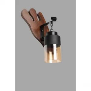 Aydan ceviz siyah caml? aplik Black Brown Wall Lamp