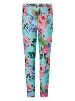 Monsoon Girls Sustainable Fergie Flower Sunsafe Legging - Turquoise