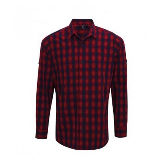 Premier Premier Men Mulligan Check Long Sleeve Shirt in Red Size: Small Red S Male 5057819129809
