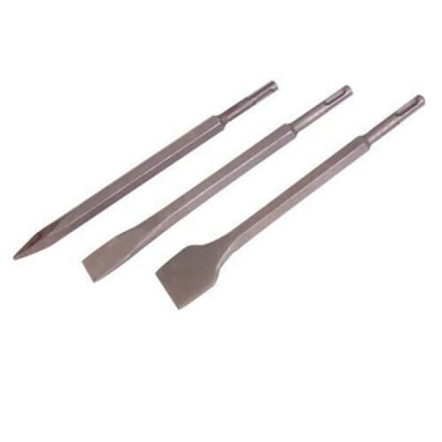 Loops 3 Pack 15mm SDS Plus Hex Chisel Set 20m 40mm & Point Chisels Metallics