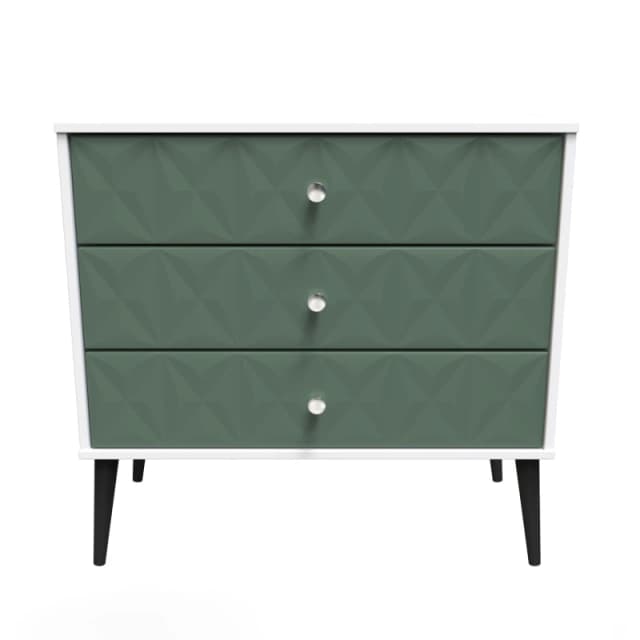 Toledo 3 Drawer Chest In Labrador Green & White (Ready Assembled)