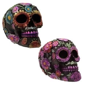 Gothic Metallic Day of the Dead Flower Skull (1 Random Supplied)