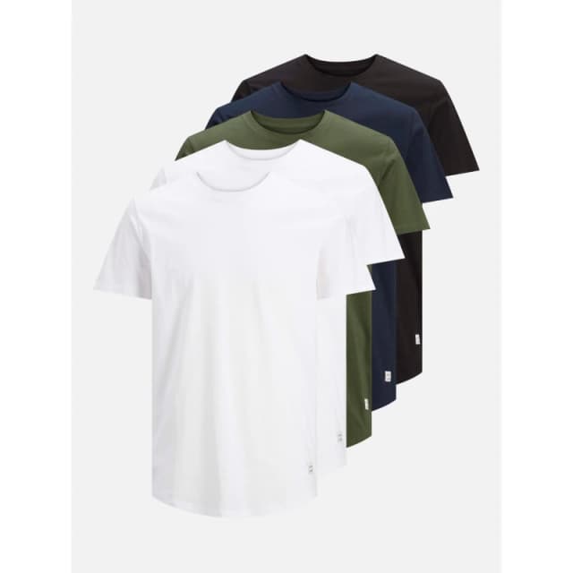 Jack and Jones Mens Noa Pack T-Shirt Wht/Blk/Nvy/Fst male 2XL