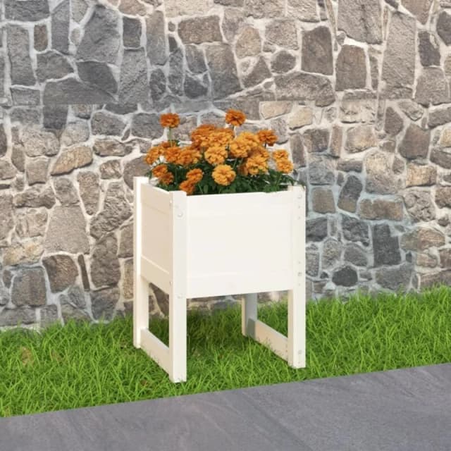 vidaXL Planter White 40x40x52.5cm Solid Wood Pine, White 822109