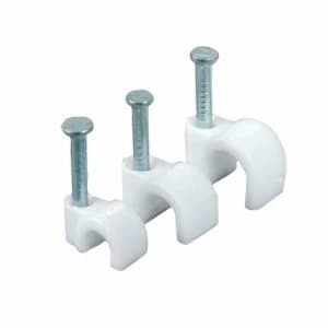 Zexum White Round Flexi Cable Clips 100 Pack - 7-10mm