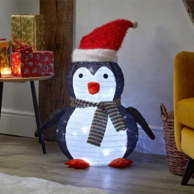 72cm Battery Operated Light up Pop up Christmas Penguin with Cool White LEDs