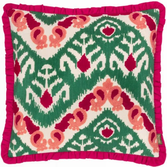 Paoletti Paoletti Henderson Embroidered 100% Cotton Cushion in Pink Size: 45cm x 45cm Pink 45cm x 45cm Unisex 5025532864765