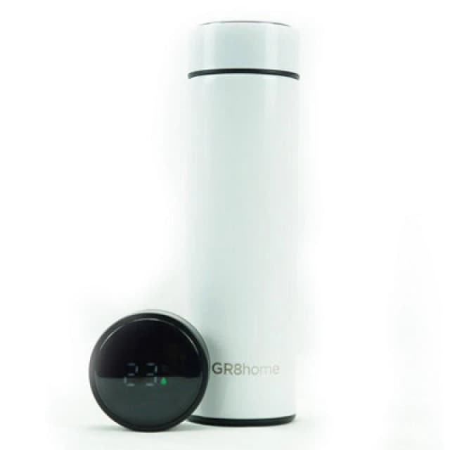 Gr8 Home Smart 500ml Water Bottle Stainless Steel Vacuum Flask With Temperature Display White White unisex
