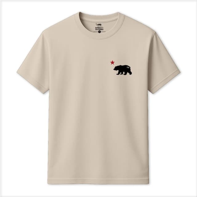 Republic of California Mens Cali Bear T-Shirt in Natural Size: Small Natural Male S