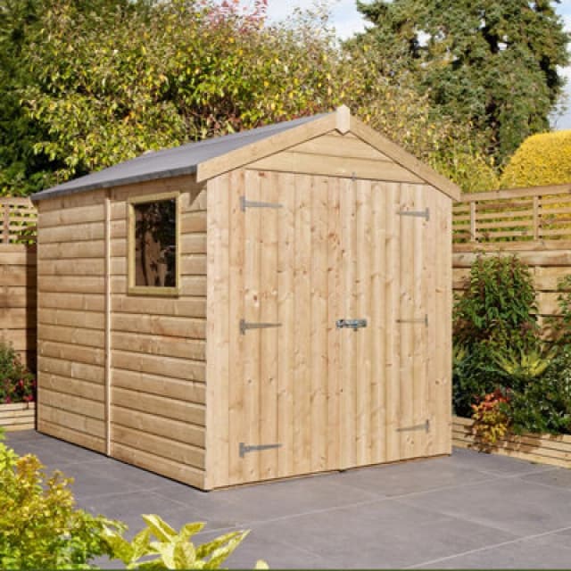 Rowlinson 8x6 Shiplap Apex Shed Double Door with Window SL86WPT